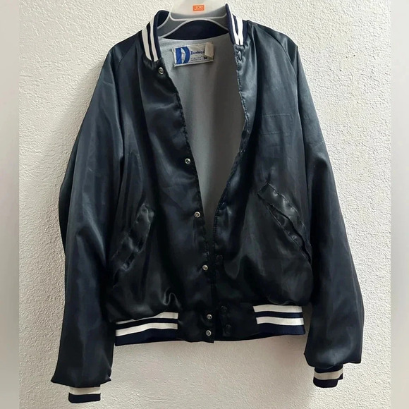 Vintage 1980s Dunbrooke Pla Jac Bomber Jacket Silk Blue M - Picture 1 of 7